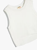 Kolsuz Crop Kazak Halter Yaka Dar Kalıp Asimetrik Kesim 