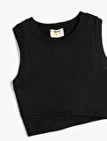 Kolsuz Crop Kazak Halter Yaka Dar Kalıp Asimetrik Kesim 