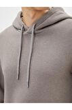 Basic Kapşonlu Sweatshirt Uzun Kollu Ribanalı