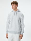 Basic Kapşonlu Sweatshirt Uzun Kollu Ribanalı