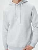 Basic Kapşonlu Sweatshirt Uzun Kollu Ribanalı