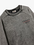 Sweatshirt Uzun Kollu Bisiklet Yaka Slogan Baskılı Pamuklu