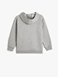 Kapşonlu Sweatshirt Slogan Baskılı Uzun Kollu Şardonlu  