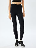 Normal Bel Dikiş Detaylı Skinny Fit Yumuşak Tuşe Spor Tayt