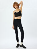 Normal Bel Dikiş Detaylı Skinny Fit Yumuşak Tuşe Spor Tayt