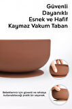 Vakumlu Silikon Bebek Mama Kasesi - Vakum Tabanlı Kase - Kahve