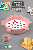 Dinozor Figürlü Silikon Bebek Mama Kasesi - Şekilli Bebek Beslenme Kasesi - Pembe