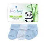 Novibaby 3'lü Bambu Yenidoğan Bebek Çorabı I Sky I 0-6 ay 