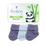 Novibaby 3'lü Bambu Yenidoğan Bebek Çorabı I Cloudy I 0-6 ay 