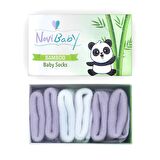 Novibaby 3'lü Bambu Yenidoğan Bebek Çorabı I Purpy I 0-6 ay 