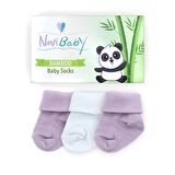 Novibaby 3'lü Bambu Yenidoğan Bebek Çorabı I Purpy I 0-6 ay 