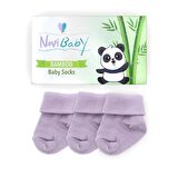Novibaby 3'lü Bambu Yenidoğan Bebek Çorabı I Purple I 0-6 ay 