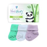 Novibaby 3'lü Bambu Yenidoğan Bebek Çorabı I Trendy I 0-6 ay 