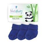 Novibaby 3'lü Bambu Yenidoğan Bebek Çorabı I Navy Blue I 0-6 ay 