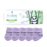 Novibaby 5'li Bambu Yenidoğan Bebek Çorabı I Purple I 0-6 ay 