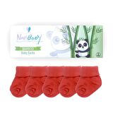 Novibaby 5'li Bambu Yenidoğan Bebek Çorabı I Orange I 0-6 ay 
