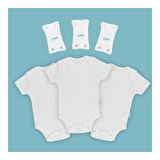 Novibaby 3'lü Bebek Body Zıbın + 3'lü Body Uzatma Aparatı Çıtçıtlı Kısa Kol Ekru 100% Pamuk 3-6 Ay
