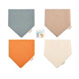 Novibaby 4'lü Müslin Bebek Fular Önlük Mama Önlüğü Salya Bezi Ağız Mendili Bandana 30x30cm