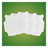 Novibaby 5'li 6-9 Ay Bebek Atlet Body Zıbın Beyaz Çıtçıtlı 100% Pamuk 