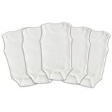 Novibaby 5'li 12-18 Ay Ribana Bebek Atlet Body Zıbın Beyaz Raporlu Çıtçıtlı 100% Pamuk 