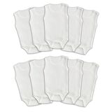 Novibaby 10'lu 0-3 Ay Ribana Bebek Atlet Body Zıbın Beyaz Raporlu Çıtçıtlı 100% Pamuk 