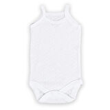 Novibaby 9-12 Ay Jakarlı İp Askılı Beyaz Bebek Atlet Body Zıbın Çıtçıtlı 100% Pamuk 