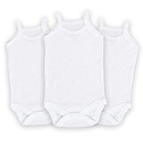 Novibaby 3'lü 9-12 Ay Jakarlı İp Askılı Beyaz Bebek Atlet Body Zıbın Çıtçıtlı 100% Pamuk 