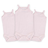 Novibaby 3'lü 18-24 Ay Jakarlı İp Askılı Pembe Bebek Atlet Body Zıbın Çıtçıtlı 100% Pamuk 