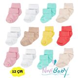 Novibaby 12'li Bambu Yenidoğan Bebek Çorap I Baby Girl I Kız Erkek Bebek Çorabı