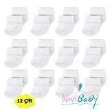 Novibaby 12'li Bambu Yenidoğan Bebek Çorap I Snow White I Kız Erkek Bebek Çorabı