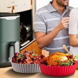 BUFFER® Renkli Isıya Dayanıklı Yıkanılabilir Silikon Fırın Ve Airfryer Yuvarlak Model Pişirme Matı 2