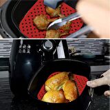  BUFFER® Renkli Isıya Dayanıklı Yıkanılabilir Silikon Fırın Airfryer Kare Model Pişirme Matı 21,5 cm
