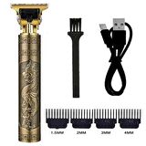 BUFFER® Vintage Görünümlü Güçlü 4 Farklı Başlıklı USB ŞarjlI Manuel Tıraş Makinası