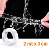  BUFFER® Ultra Güçlü Çift Taraflı 2 mt x 3 cm Çift Taraflı Nano Bant