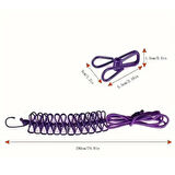 BUFFER® Taşınabilir Seyahat Çamaşır İpi 12 Mandallı Klipsli Lastikli Çamaşır Mandalları