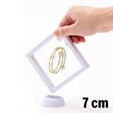 BUFFER® 7x7 cm Standlı 3D Takı Ziynet Hatıra Koleksiyon Saklama Kutusu Şeffaf Film Çerçevesi