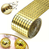  BUFFER®1 Metre Uzunluğunda Gold Renk Aynalı Mozaik Taşlı Dekor Bandı 4 cm x 1 mt