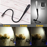 BUFFER® USB Girişli 14 Ledli 3 Kademeli Dokunmatik Masa/Kitap Okuma Lambası Ledi Siyah