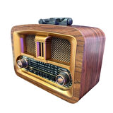   BUFFER® Taşınabilir Klasik AM/FM/SW  Retro Ev Radyo USB ile Şarj Olabilen Retro Radyo