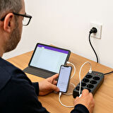 BUFFER® Akım Korumalı Termal Uzatma Kablosu – 8 Priz, 2 USB ve 2 Type-C Girişli, Güçlü Çoklu Priz