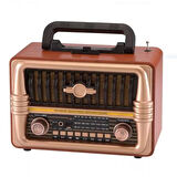 BUFFER® Büyük Boy Telefon Tutma Aparatlı Retro Ahşap Tasarım Bluetooth Hoparlörlü Radyo – FM/AM Dest