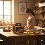 BUFFER® Büyük Boy Telefon Tutma Aparatlı Retro Ahşap Tasarım Bluetooth Hoparlörlü Radyo – FM/AM Dest