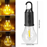 BUFFER® Şarj Olabilen 3 Farklı Mod LED'li Kendiliğinden Asma Kancalı Kamp,Dış Cephe Lambası