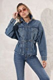 Mavi Bele Oturan Denim Ceket 