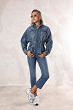 Mavi Bele Oturan Denim Ceket 