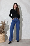 Mavi Yüksek Bel Straight Jean 4096