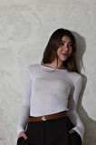 Beyaz Basic Transparan Bluz 