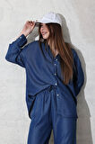 Lacivert Tencel Denim Gömlek Pantolon Takım 00528