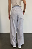 Beyaz Çizgili Poplin Pantolon 0155
