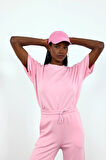 Pembe Basic Tshirt Eşofman Takım 251028